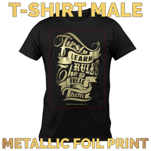 T-Shirt Male Metallic Foil Large Print Area